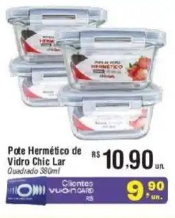 Fort Atacadista Pote Hermético de Vidro Chic Lar Quadrado 380ml oferta