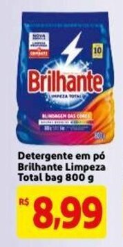 Mercado Extra Detergente em po Brilhante Limpeza Total bag 800g oferta