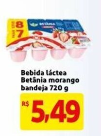 Mercado Extra Bebida Lactea Betania morango bandeja 720g oferta