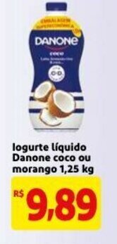 Mercado Extra Iogurte liquido Danone Coco ou morango 125kg oferta