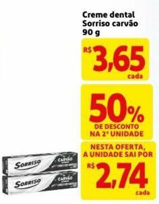 Mercado Extra Creme Dental Sorriso Carvao 90g oferta