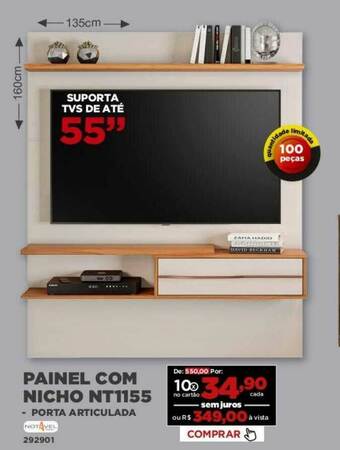 Móveis Simonetti Painel Com Nicho Nt1155 oferta