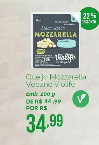 Queijo Mozzarella Vegano Violife 22% Desconto 200g