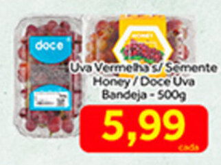Shibata Supermercados Uva Vermelha s/ Semente Honey / Doce Uva bandeja 500g oferta