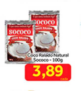 Shibata Supermercados Coco Ralado Natural Sococo 100g oferta
