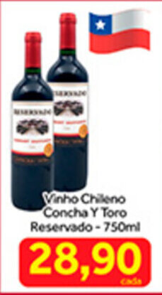 Shibata Supermercados Vinho Chileno Concha Y Toro Reservado 750ml oferta