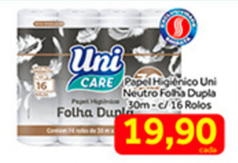 Shibata Supermercados Papel Higiénico Uni Neutro Folha Dupla 30m c/ 16 rolos oferta
