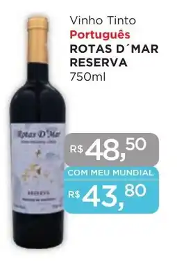 Supermercados Mundial Vinho Tinto Português ROTAS D'MAR RESERVA 750ml oferta