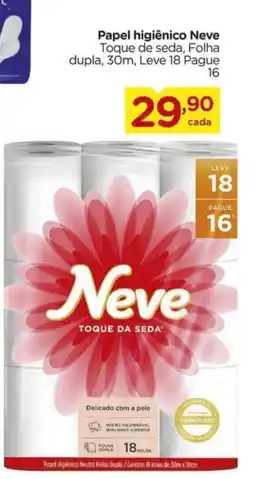 Carrefour Papel higiênico Neve Toque de seda, Folha dupla, 30m, Leve 18 Pague 16 oferta