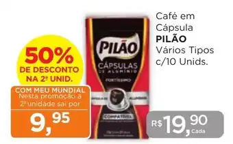 Supermercados Mundial Café em Cápsula PILÃO Vários Tipos c/10 Unids. oferta