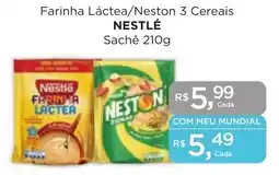 Supermercados Mundial Farinha Láctea/Neston 3 Cereais NESTLÉ Sachê 210g oferta