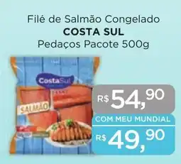 Supermercados Mundial Filé de Salmão Congelado COSTA SUL Pedaços Pacote 500g oferta