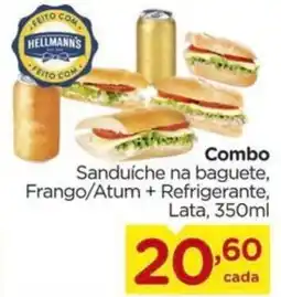 Carrefour Combo Sanduíche na baguete, Frango/Atum + Refrigerante, Lata, 350ml oferta