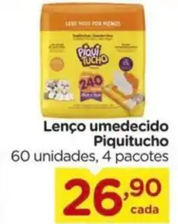 Lenço umedecido Piquitucho 60 unidades, 4 pacotes