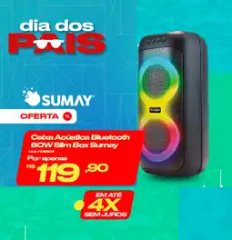 Casa e Vídeo Caixa Acústica Bluetooth 60W Slim Box Sumay oferta