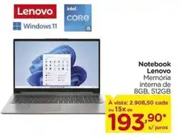 Carrefour Notebook Lenovo Memória interna de 8GB, 512GB oferta