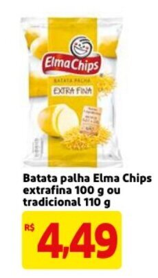 Mercado Extra Batata palha Elma Chips extrafina 100g ou tradicional 110g oferta