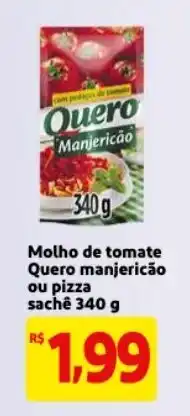 Mercado Extra Molho de tomate Quero Manjericao ou Pizza sache 340g oferta
