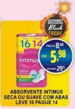 Federzoni Supermercados Absorvente Intimus Seca e Suave com abas leve 16 pague 14 oferta