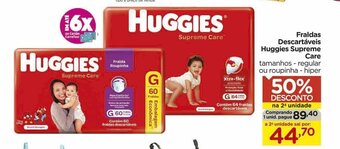 Carrefour Fraldas Descartaveis Huggies Supreme Care oferta