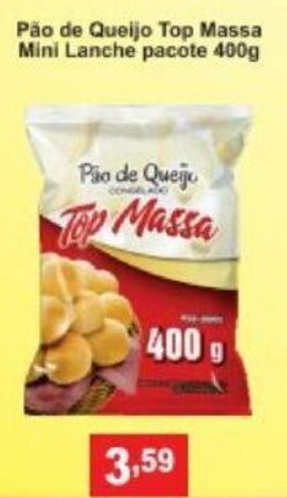 Calvo Atacadista Pao de Queijo Top Massa Mini Lanche pacote 400g oferta