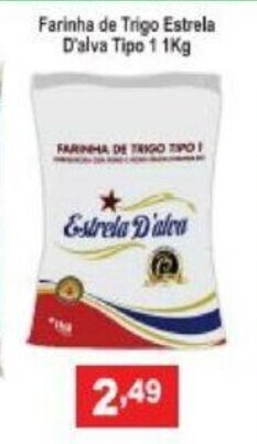 Calvo Atacadista Farinha de Trigo Estrela D'alva Tipo 1 1kg oferta