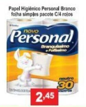 Calvo Atacadista Papel Higiénico Personal Branco folha simples pacote c/4 rolos oferta