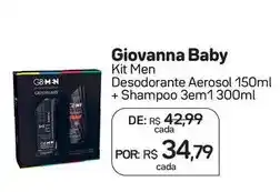 Drogal Giovanna baby - kit men desodorante aerosol + shampoo 3em1 oferta
