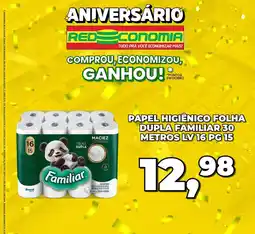 PAPEL HIGIÊNICO FOLHA DUPLA FAMILIAR 30 METROS LV 16 PG 15