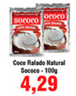 Shibata Supermercados Coco Ralado Natural Sococo 100g oferta