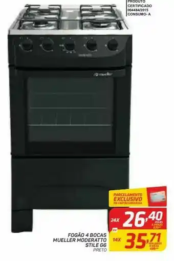 GBarbosa Fogão a gás 4 bocas mueller moderatto stile g6 oferta