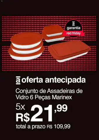 Conjunto de Assadeiras de Vidro 6 Pecas Marinex
