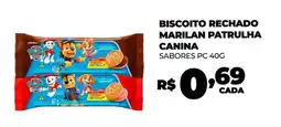 Fort Atacadista BISCOITO RECHADO MARILAN PATRULHA CANINA SABORES PC 40G oferta