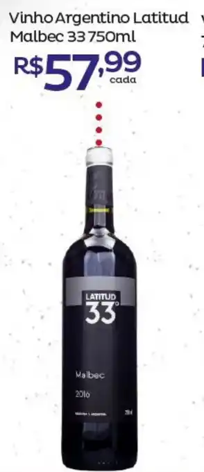 Super Lagoa Vinho Argentino Latitud Malbes 33 750ml oferta