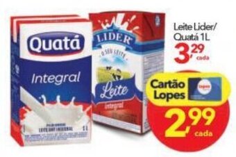 Lopes Supermercados Leite Lider/Quata 1L oferta
