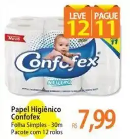Atacadão Papel Higiênico Confofex Folha Simples-30m Pacote com 12 rolos oferta