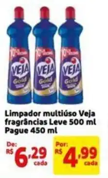Limpador multiúso Veja fragrâncias Leve 500 ml Pague 450 ml