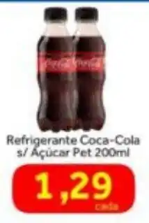 Shibata Supermercados Refrigerante Coca-Cola s/ Açúcar Pet 200ml oferta