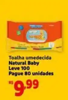 Extra Supermercado Toalha umedecida Natural Baby Leve 100 Pague 80 unidades oferta