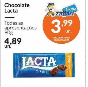 Zaffari Chocolate Lacta 90g oferta
