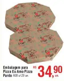Fort Atacadista Embalagem para Pizza Eu Amo Pizza Pardo oferta