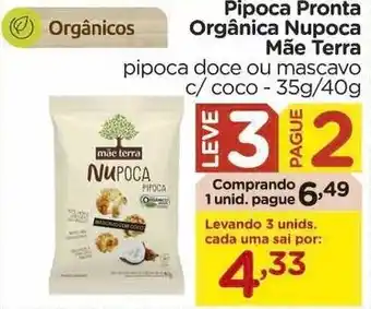 Carrefour Pipoca Pronta Organica Nupoca Mae Terra 35g/40g oferta