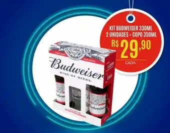 Kit Budweiser 330ml 2 unidades + copo 350ml