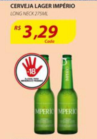 Assaí Atacadista Cerveja Lager Imperio Long Neck 275ml oferta