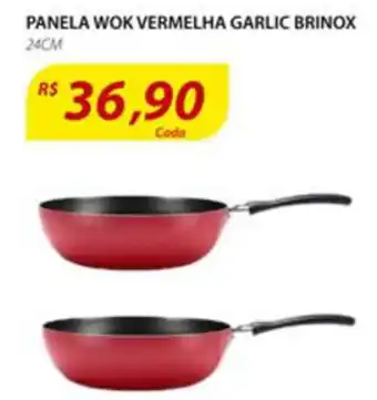 Assaí Atacadista Panela Wok Vermelha Garlic Brinox 24cm oferta
