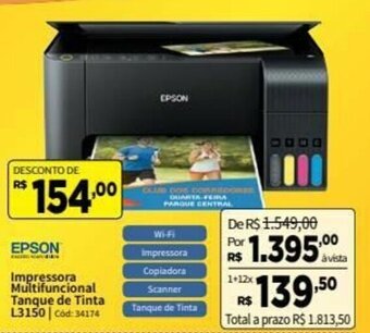 Deltasul Impressora Multifuncional Tanque de Tinta L3150 oferta