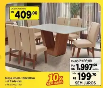 Deltasul Mesa Imola 160x90cm + 6 cadeiras oferta