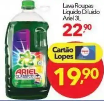 Lopes Supermercados Lava roupas liquido Diluido Ariel 3L oferta