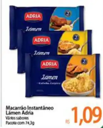Atacadão Macarrao instantaneo Lamen Adria 74.3g oferta