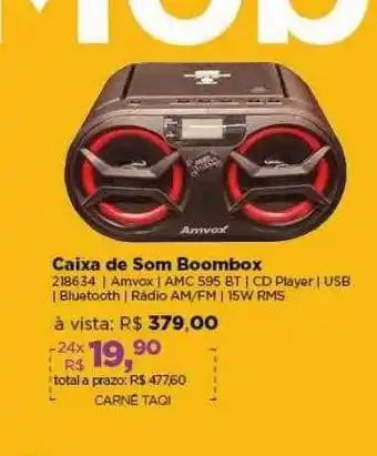 Lojas TaQi Caixa De Som Boombox oferta